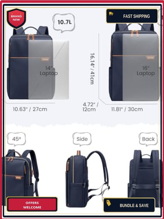 Waterproof Laptop Backpack for Women with 16\